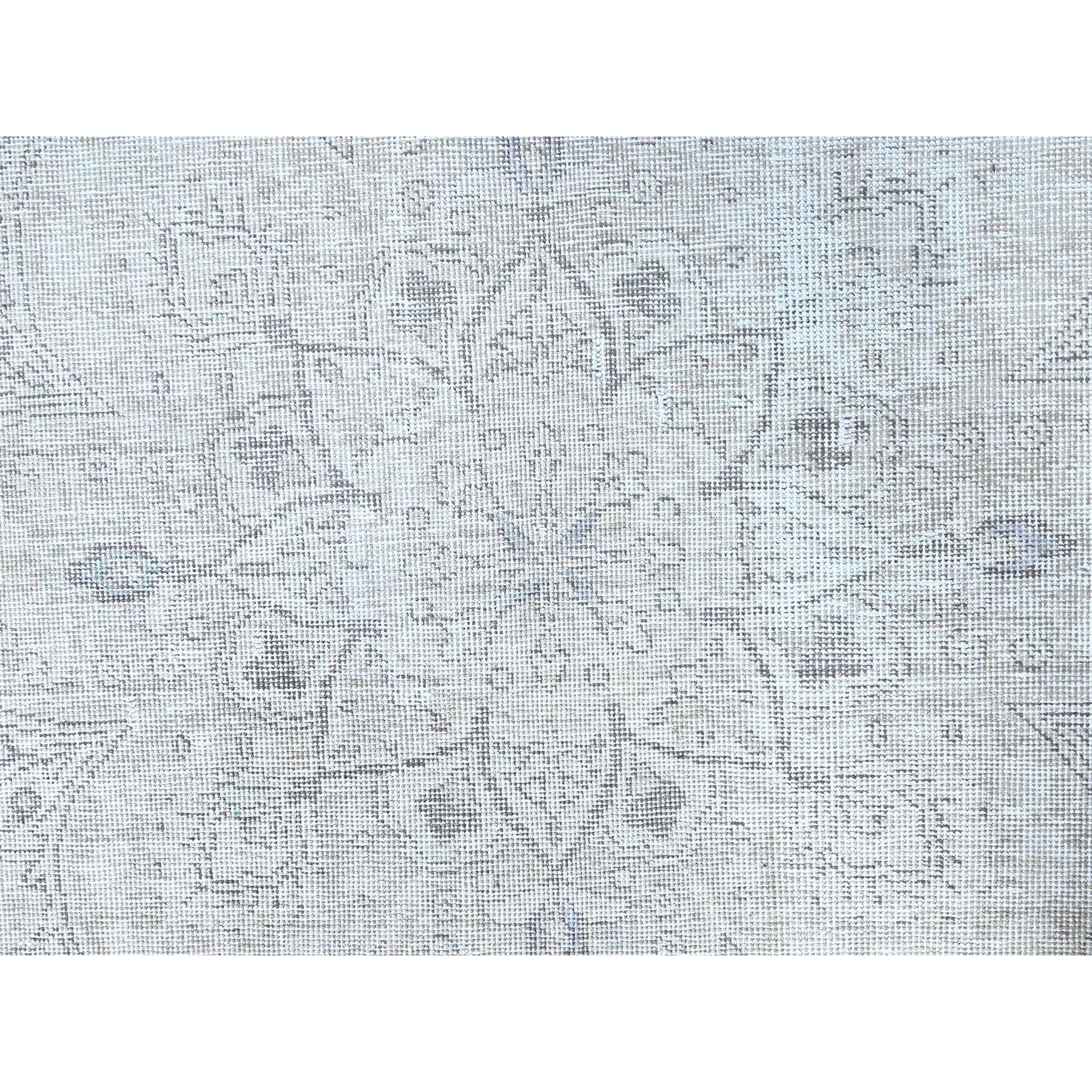 Ivory Vintage Persian Tabriz White Wash Clean Hand Knotted Wool Rustic Look Rug For Sale 3