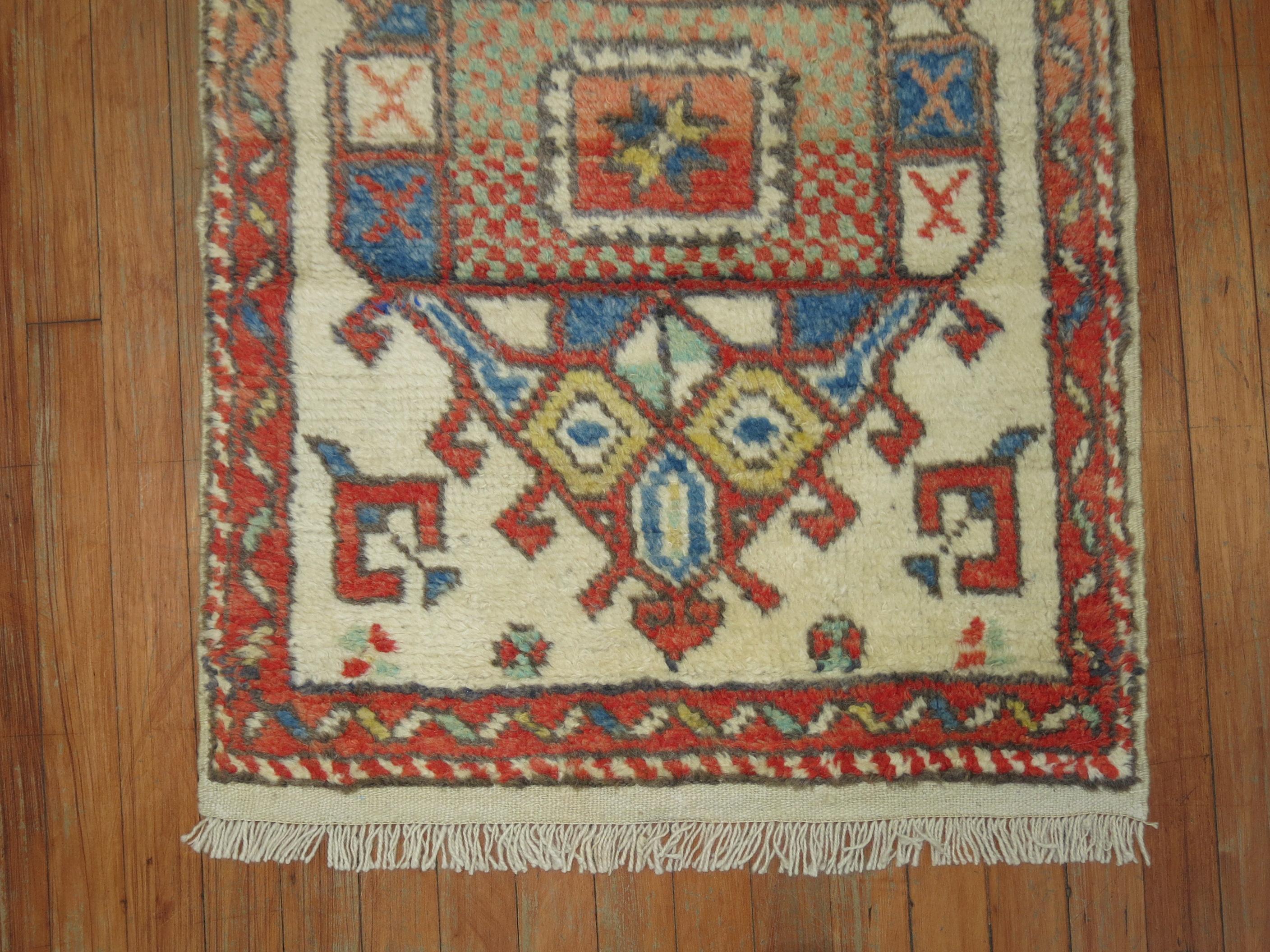 Oushak Ivory Vintage Turkish Anatolian Rug For Sale