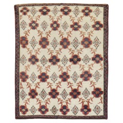 Türkischer Quadrat im Vintage-Stil, elfenbeinfarben  Konya-Teppich