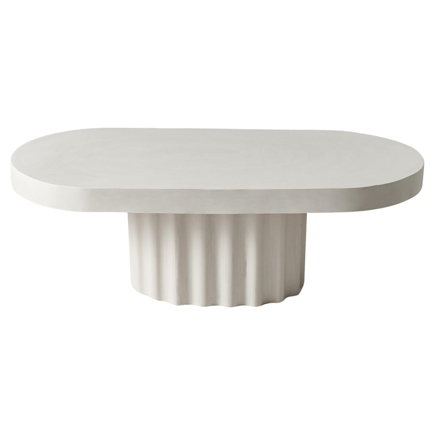 Ivory Wave Off-White Oval Coffee Table by Perler  For Sale