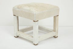 Ivory White Calfskin Ottomans