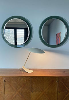 Ivory White Italian Designer Midcentury Modern UFO Table Lamp, 1950s, Italy