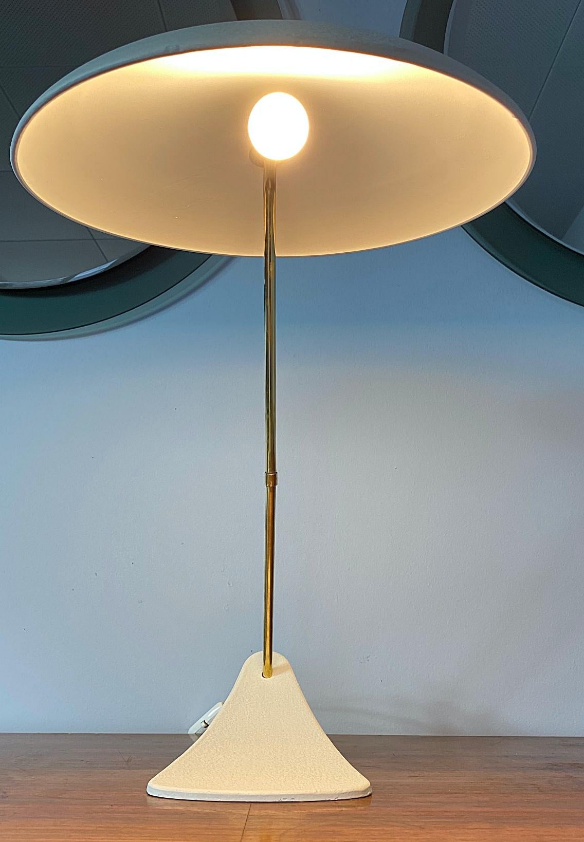 Ivory White Italian Designer Midcentury Modern UFO Table Lamp, 1950s, Italy 2