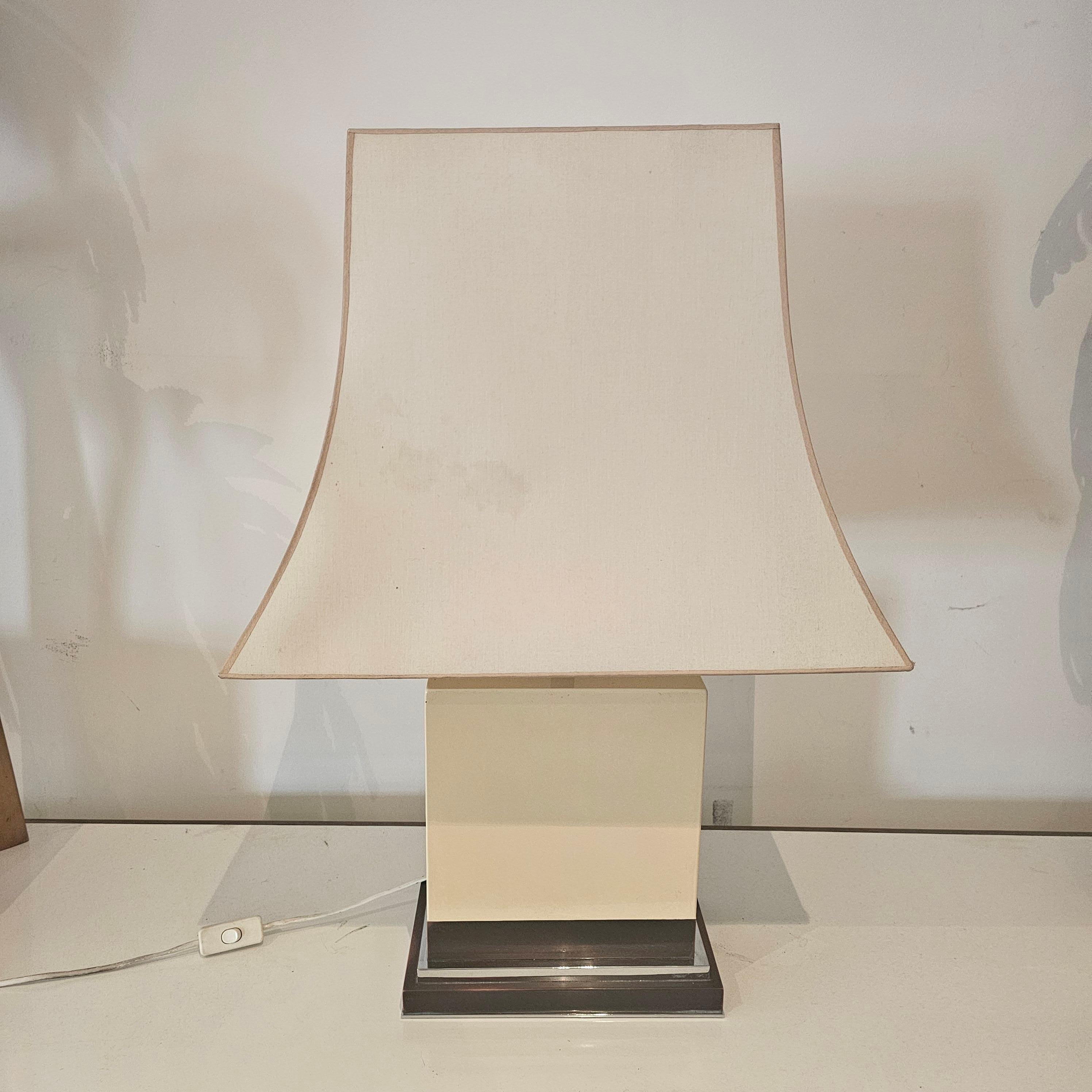 I try white table lamp by Jean claude mahey, 1970s france