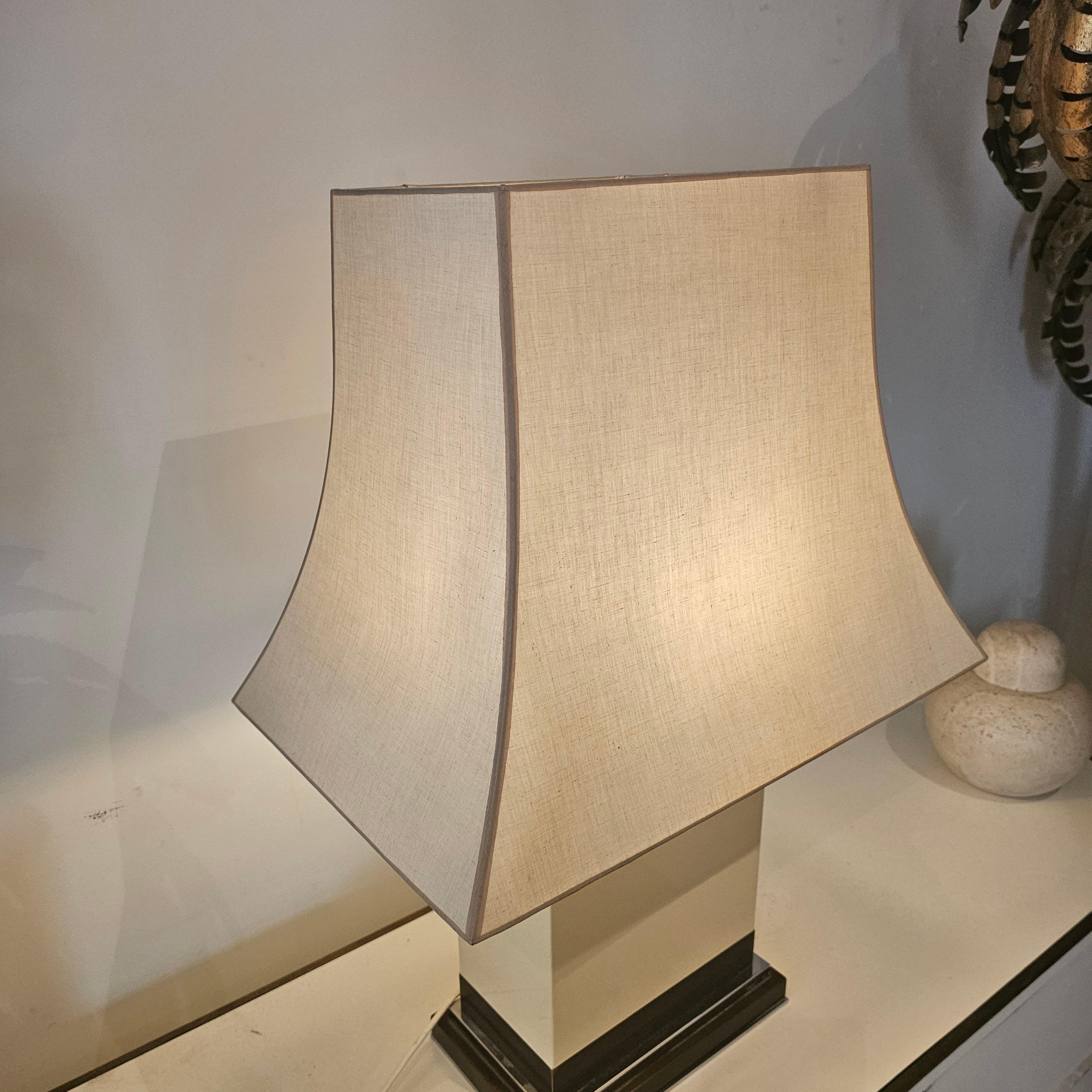 French Ivory White Table Lamp by 