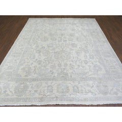 Ivory White Wash Peshawar Organic Wool Hand Knotted Oriental Rug 8'3" x 9'8"