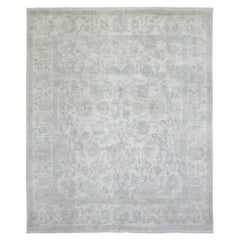 Ivory White Wash Peshawar Organic Wool Hand Knotted Oriental Rug 8'3" x 9'8"