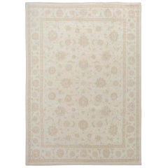 Ivory White Wash Peshawar Ziegler Mahal Pure Wool Hand Knotted Oriental Rug