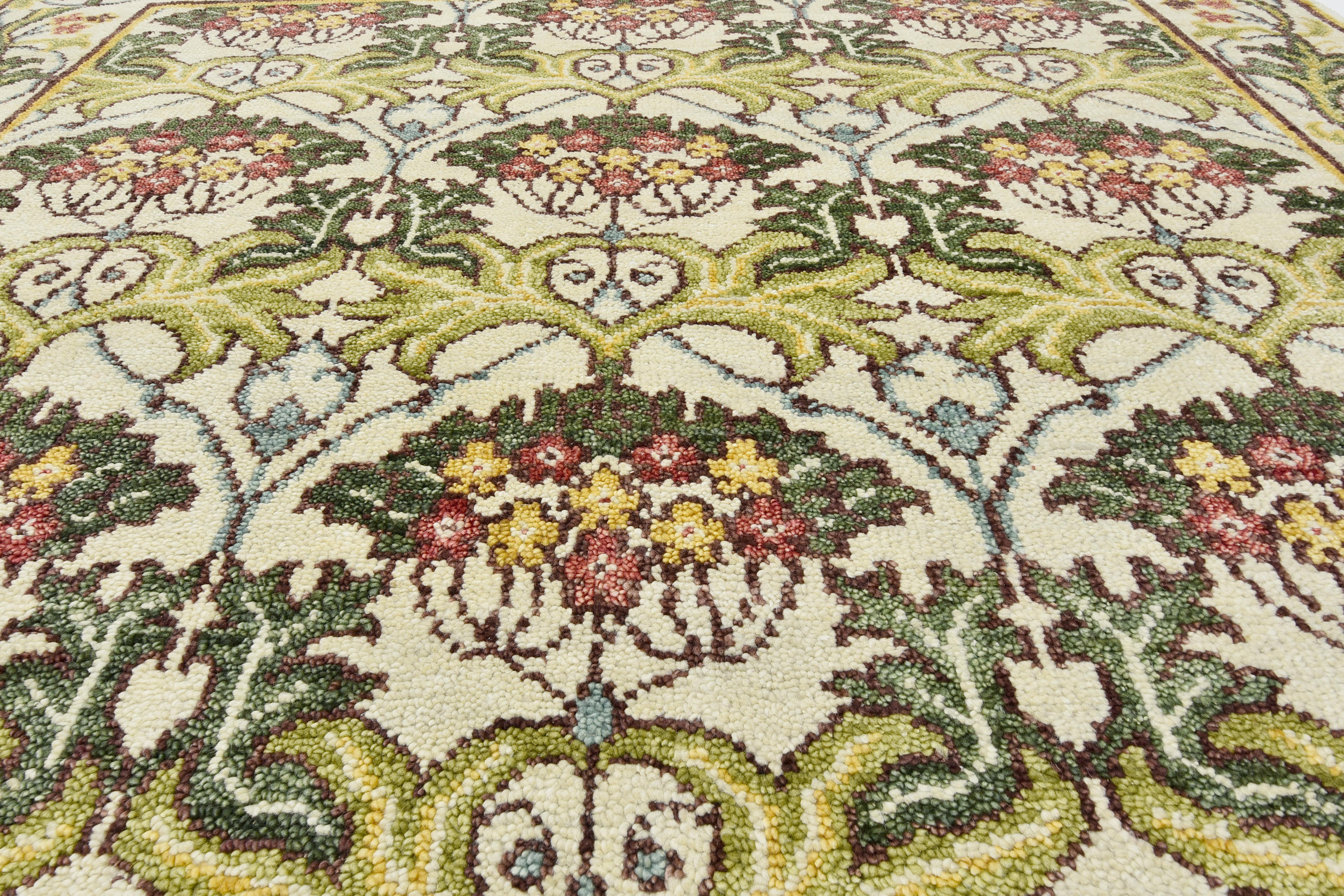 Arts and Crafts Ivory William Morris Inspired Area Rug For Sale