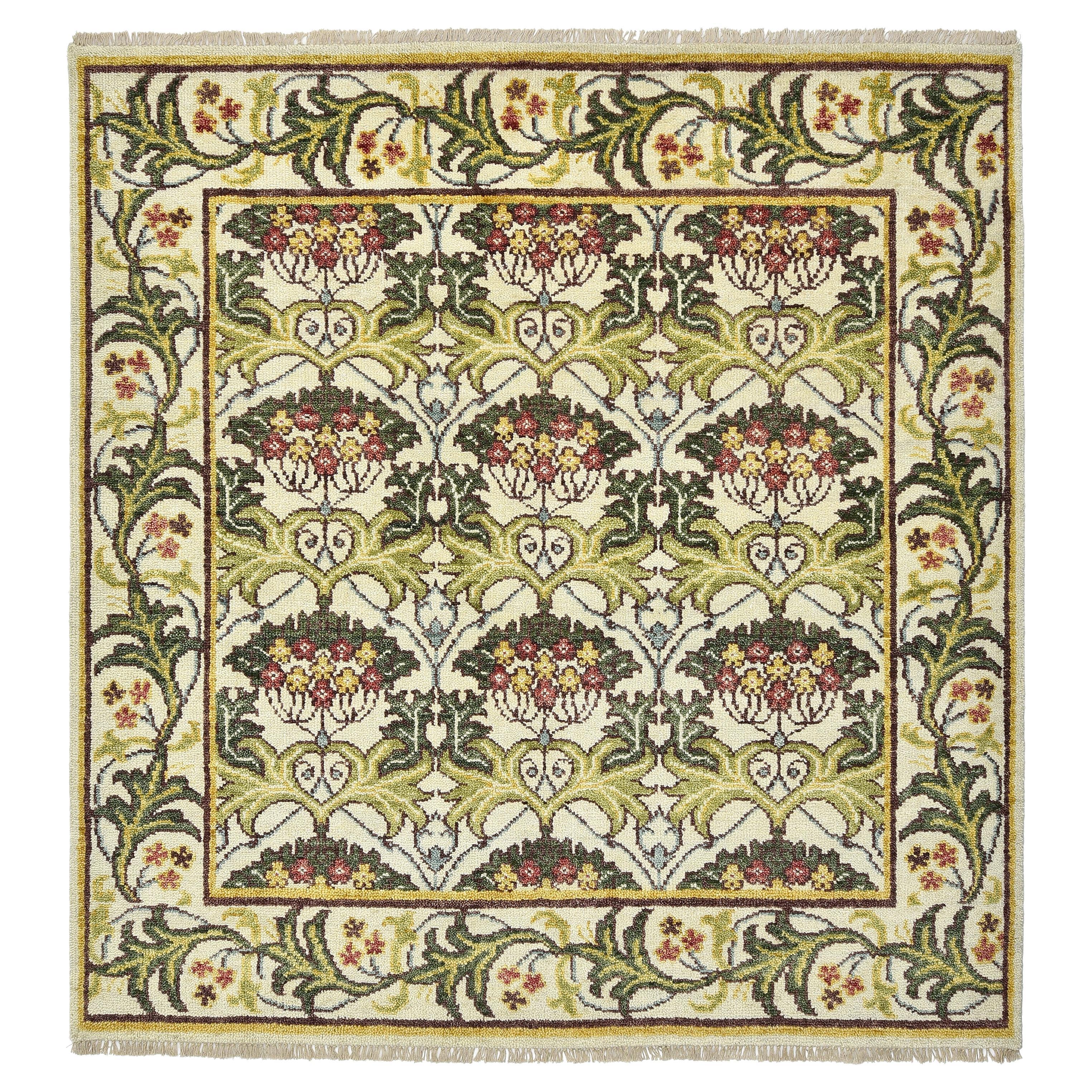 Tappeto d'area d'ispirazione William Morris in avorio