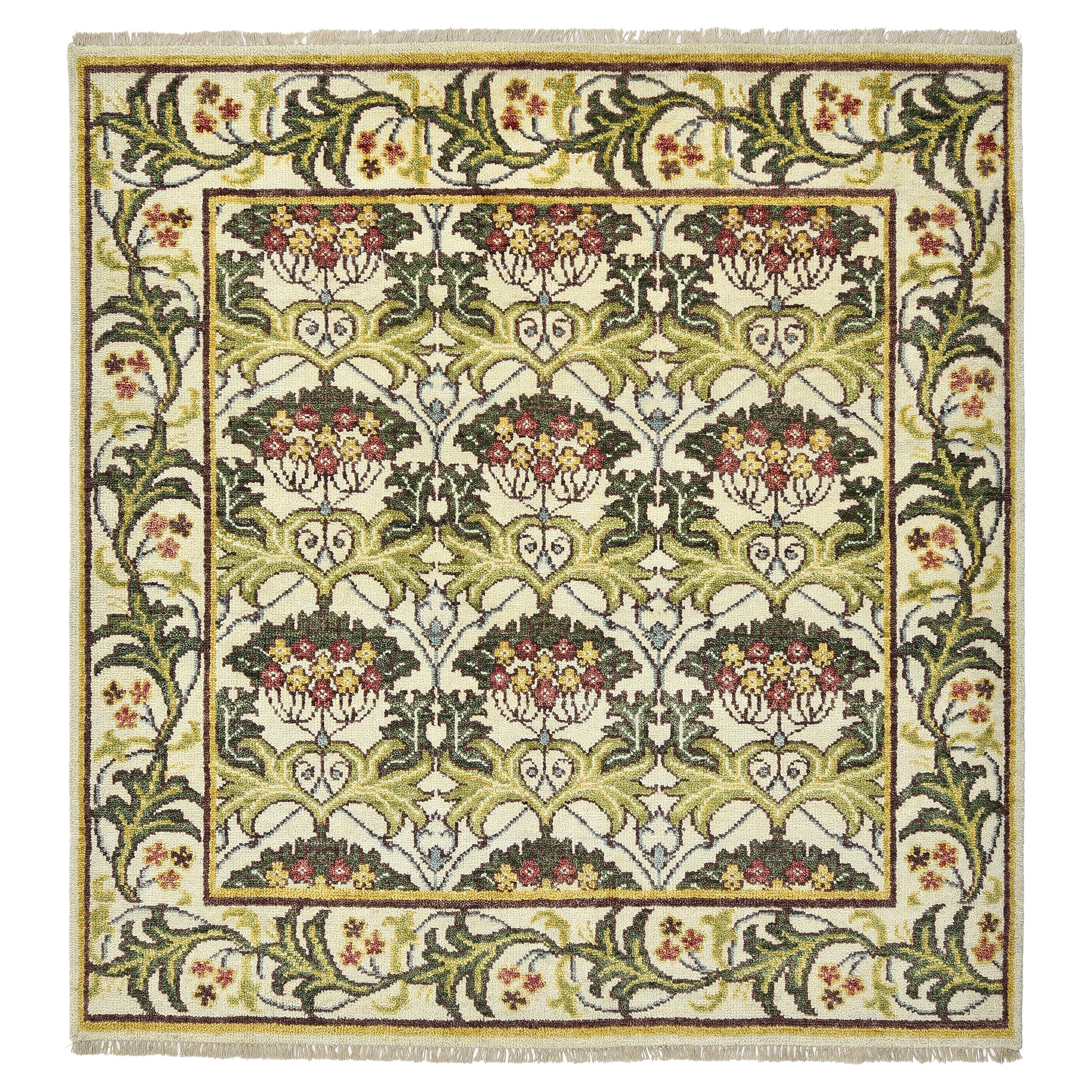 Ivory William Morris Inspired Area Rug