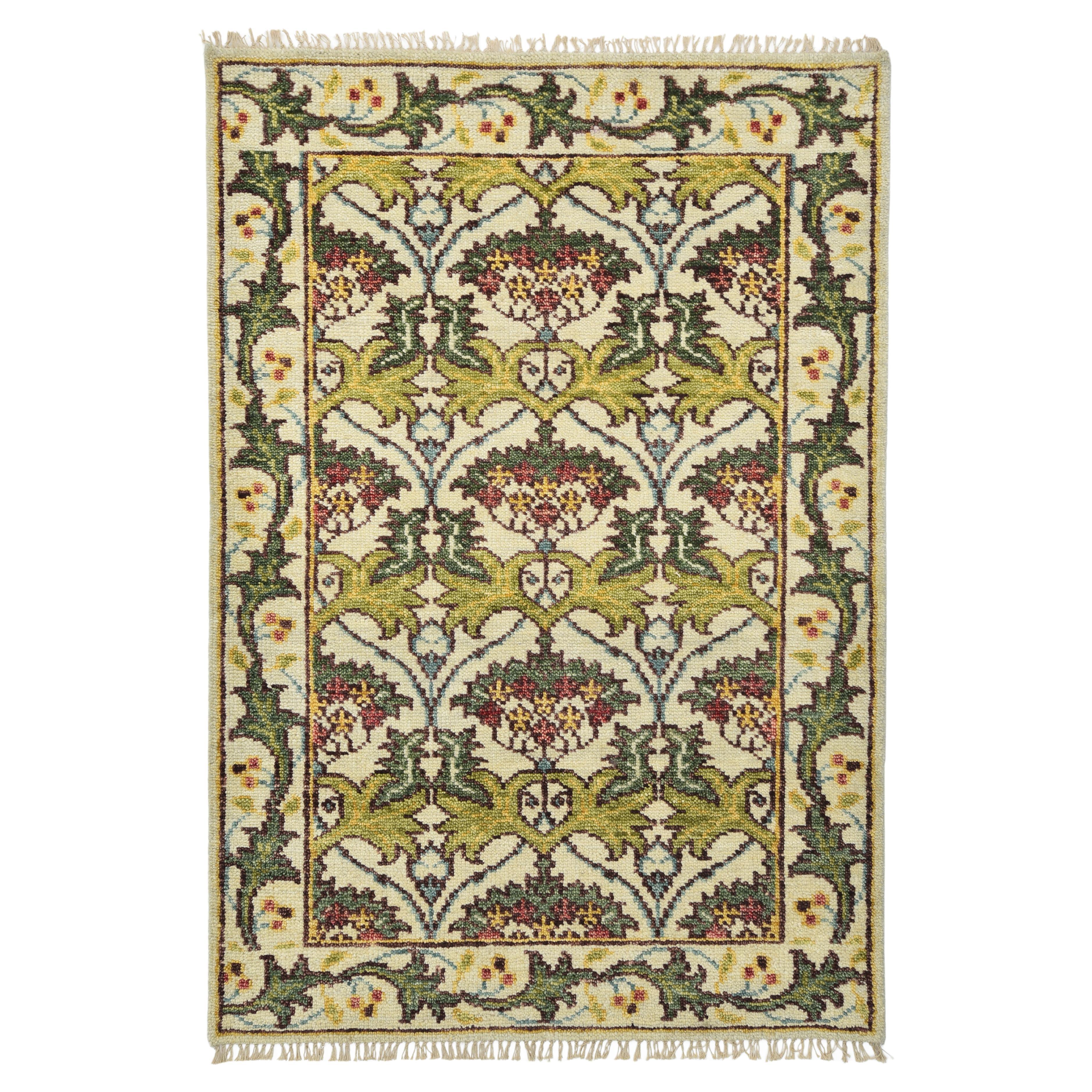 Ivory William Morris Inspired Area Rug