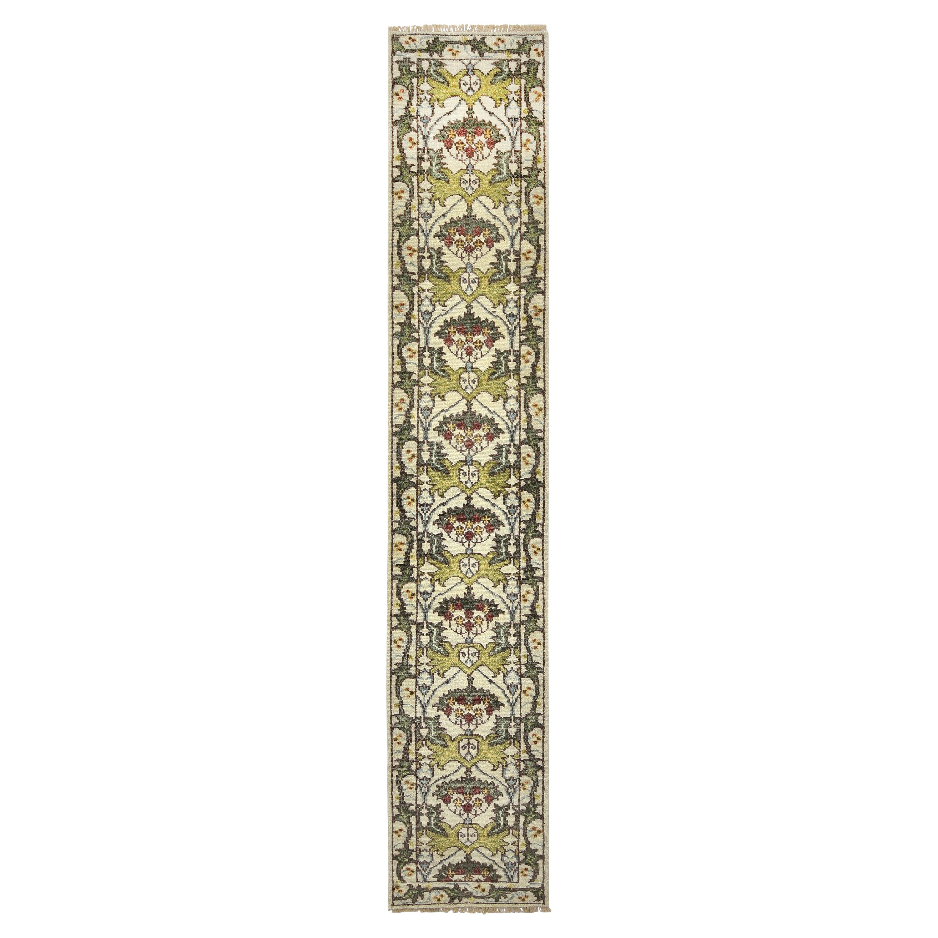 Tapis de couloir ivoire d'inspiration William Morris