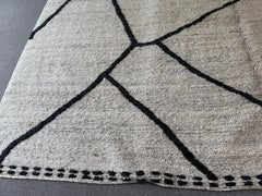 Ivory with Blue Black Moroccan Inspired Rug