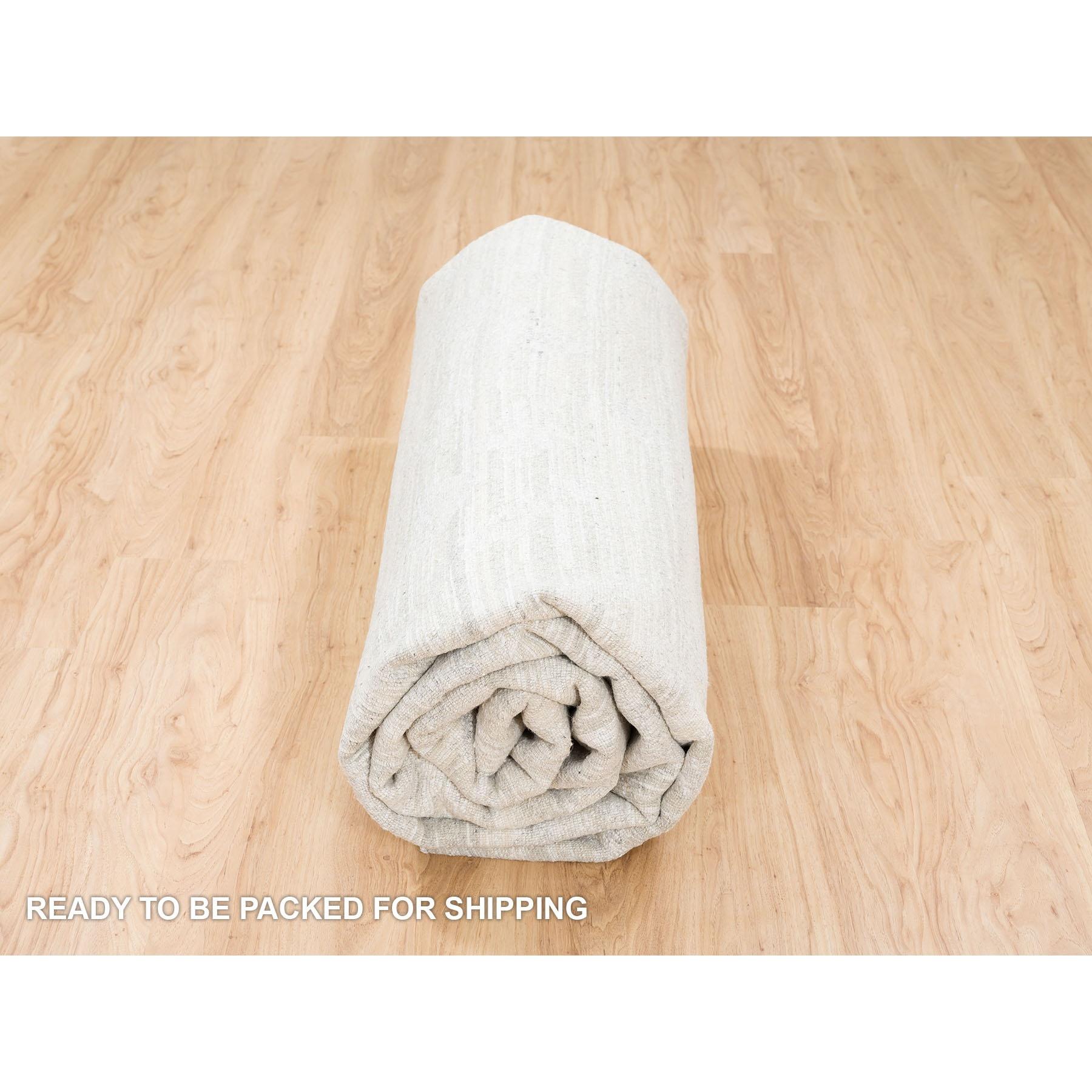 Elfenbein mit Grau handgeknüpftes modernes Design ungefärbte reine Wolle quadratischer Teppich 10' x 10' im Angebot 3