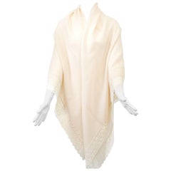 Ivory Wool and Lace Shawl