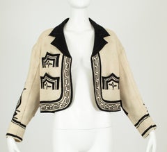 Ivory Wool Guatemalan Bat Jacket with Black Soutache Trim – S - M, 1971