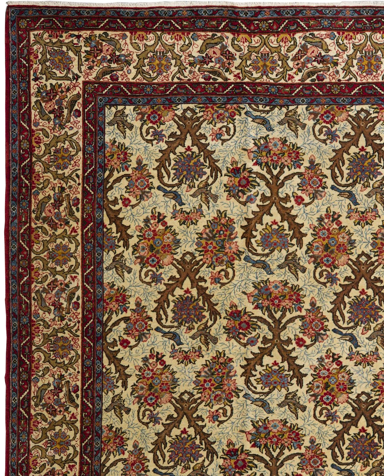 Elfenbeinfarbener handgeknüpfter Wollteppich 7 Fu�ß x 10 Fuß, Raumgröße für formales Wohnzimmer (Persisch) im Angebot