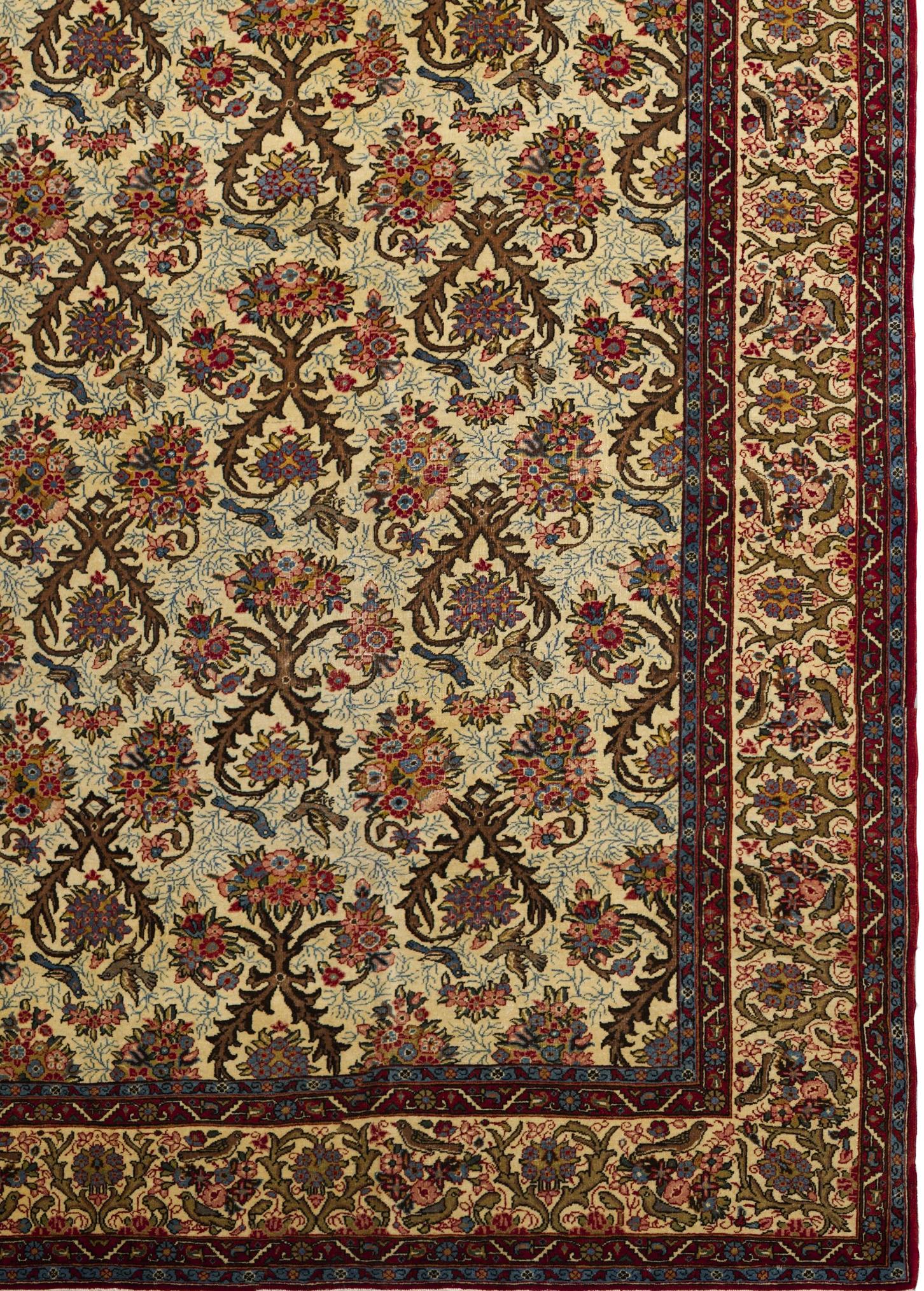 Elfenbeinfarbener handgeknüpfter Wollteppich 7 Fuß x 10 Fuß, Raumgröße für formales Wohnzimmer (Handgewebt) im Angebot