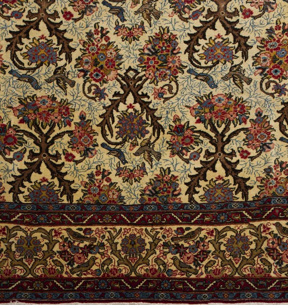 Elfenbeinfarbener handgeknüpfter Wollteppich 7 Fuß x 10 Fuß, Raumgröße für formales Wohnzimmer (Mitte des 20. Jahrhunderts) im Angebot