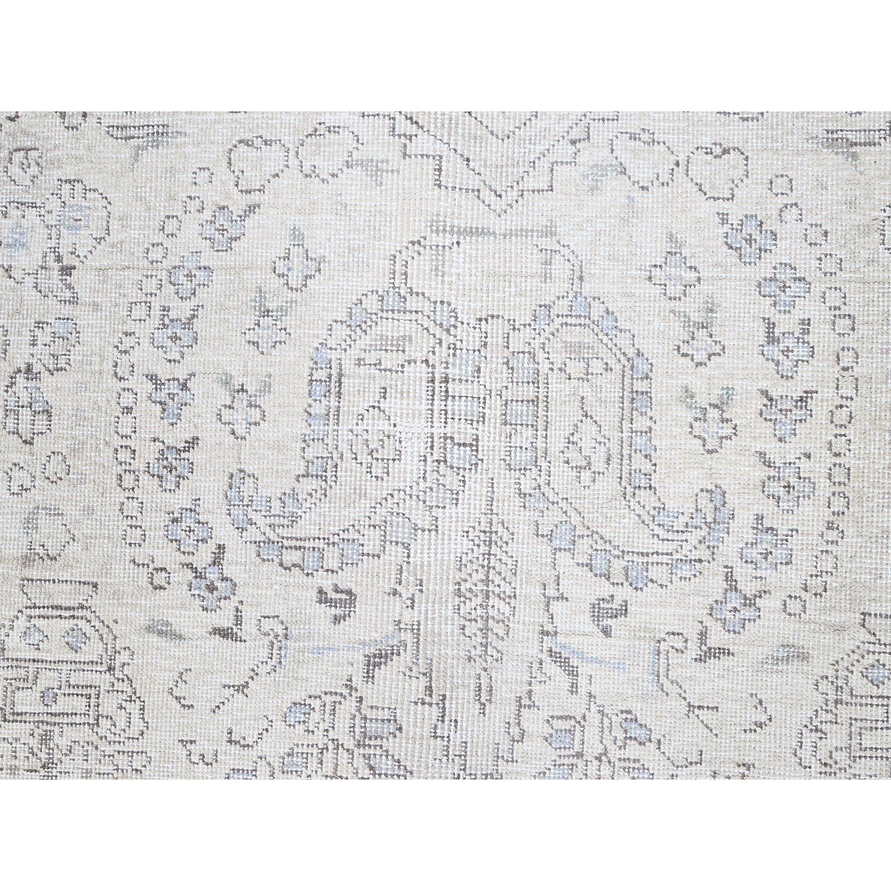 Ivory Wool Hand Knotted Vintage Persian White Wash Tabriz Clean Worn Down Rug For Sale 3
