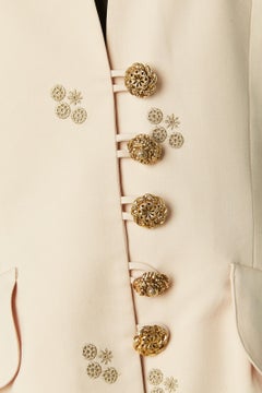Ivory wool skirt suit with gold threads embroideries Lolita Lempicka