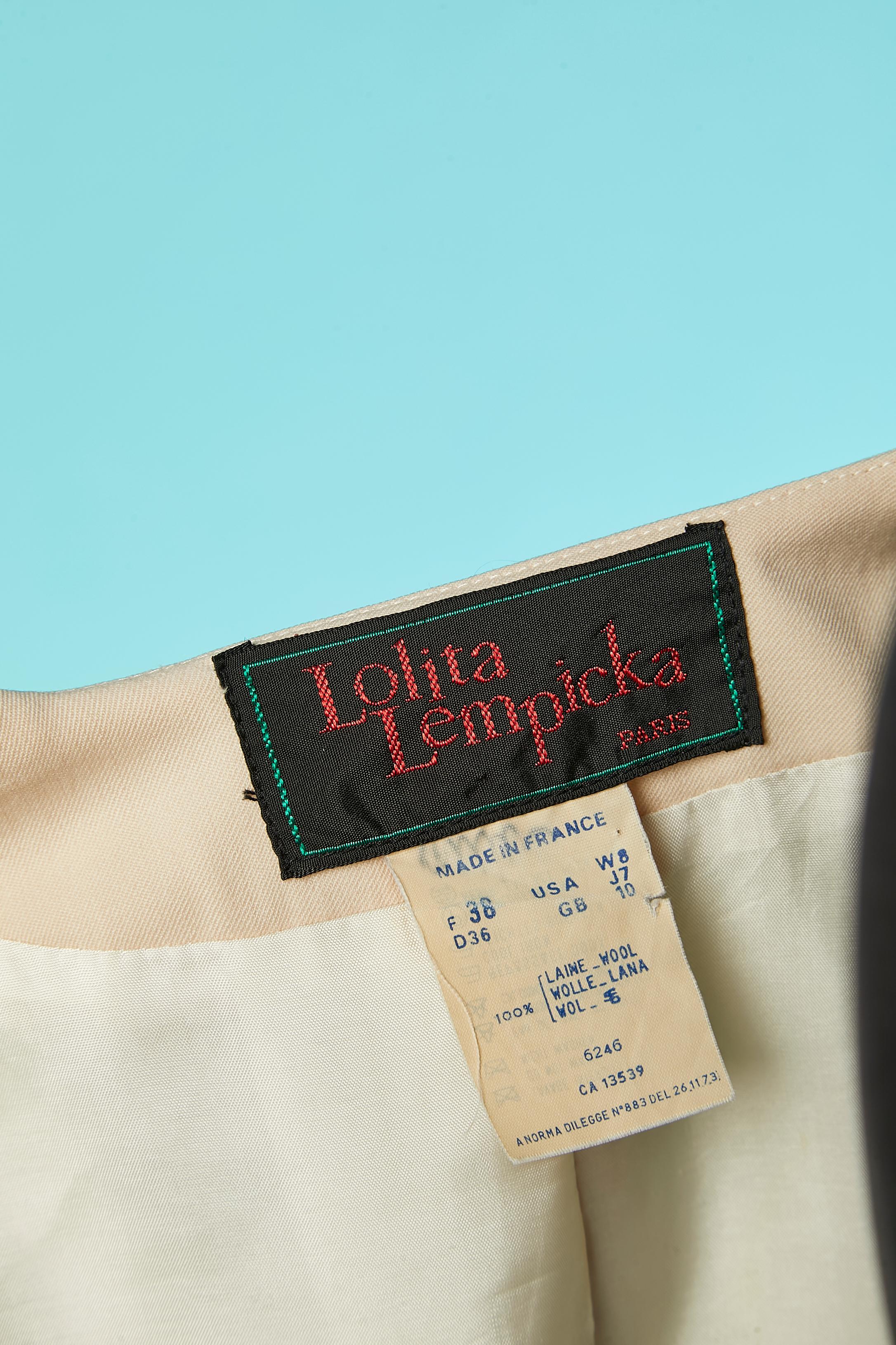 Ivory wool skirt suit with gold threads embroideries Lolita Lempicka For Sale 2