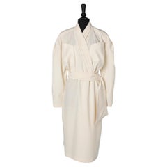 Ivory wrap wool dress Thierry Mugler