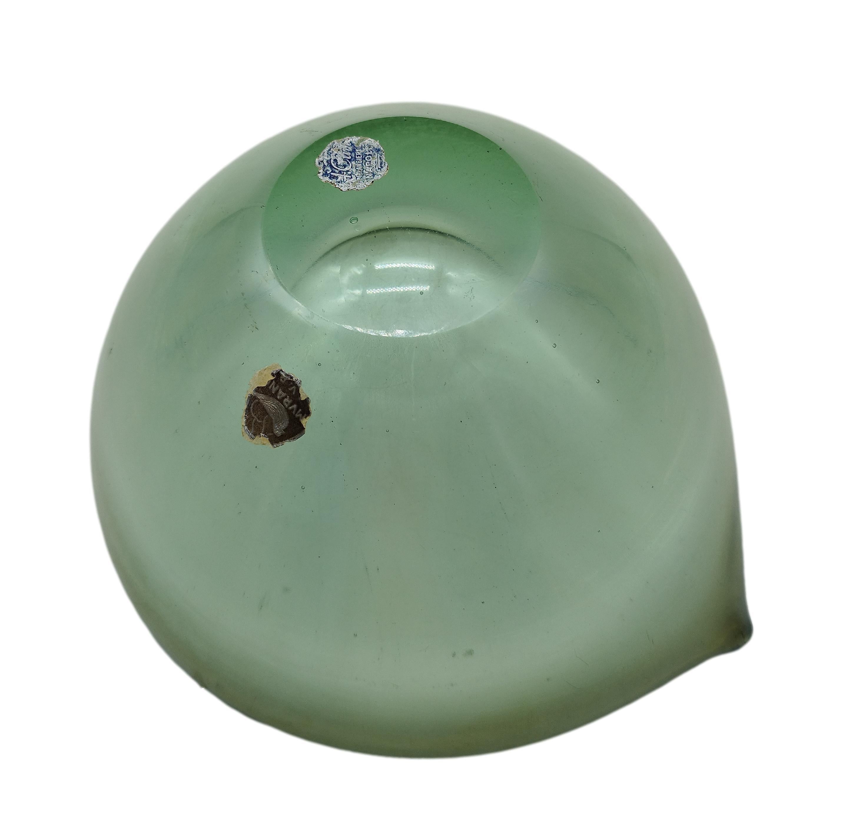 IVR Mazzega Murano Centrotavola in vetro verde iridescente e acido, Italia 1950s In condizioni buone in vendita a Naples, IT