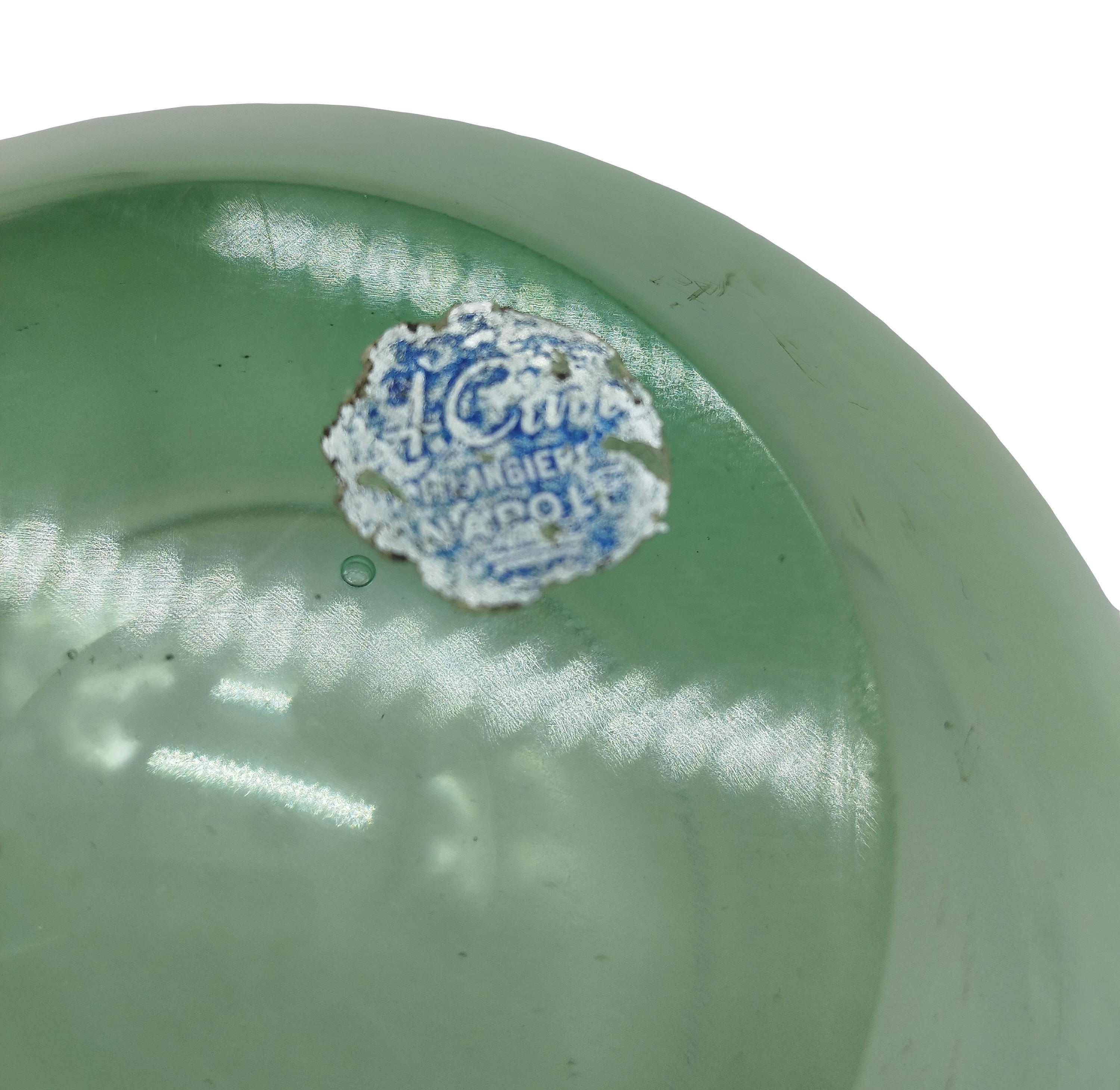 Vetro di Murano IVR Mazzega Murano Centrotavola in vetro verde iridescente e acido, Italia 1950s in vendita
