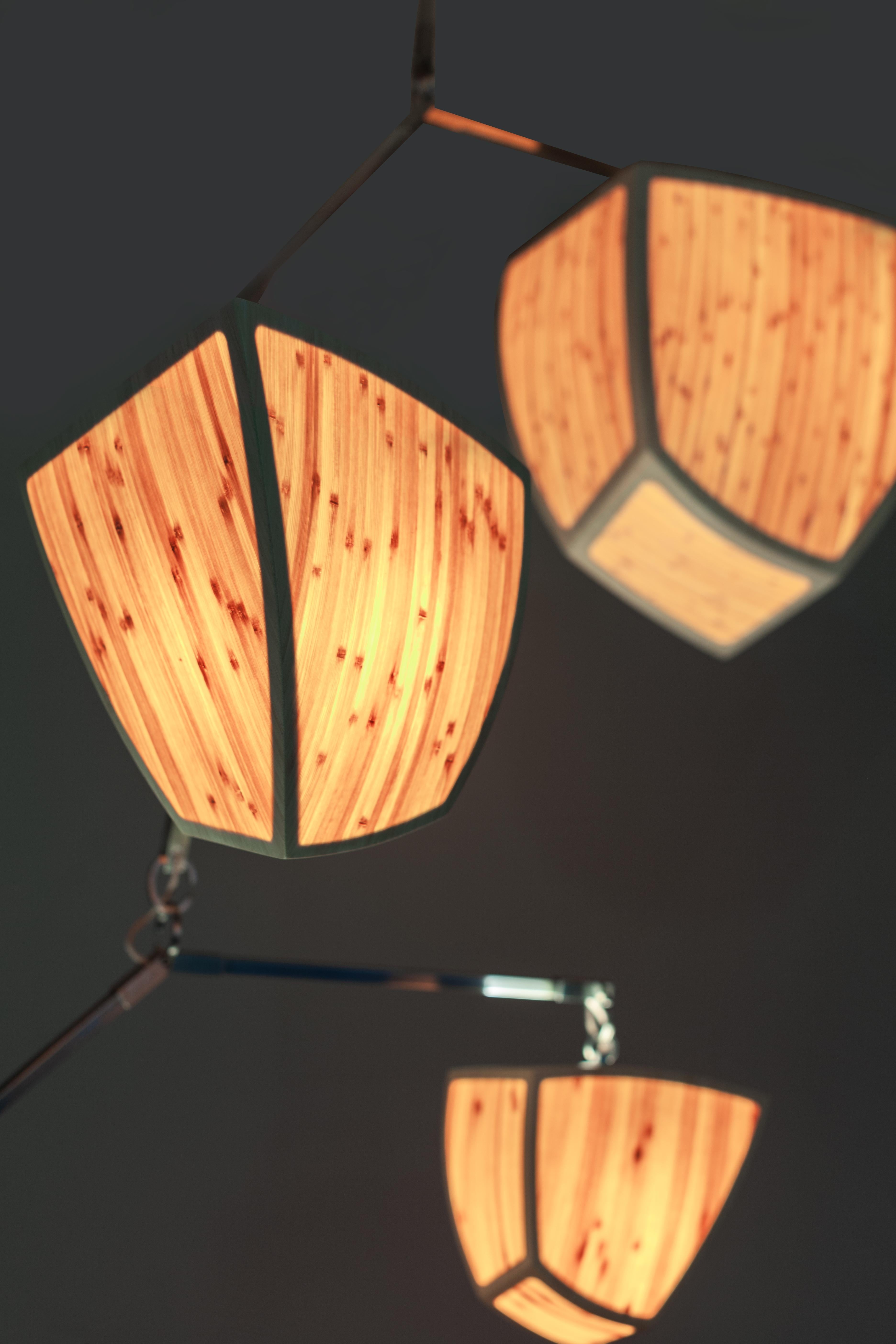 American Bamboo Ivy 5 V1: ABCDF Mobile Chandelier, handmade by Andrea Claire Studio For Sale