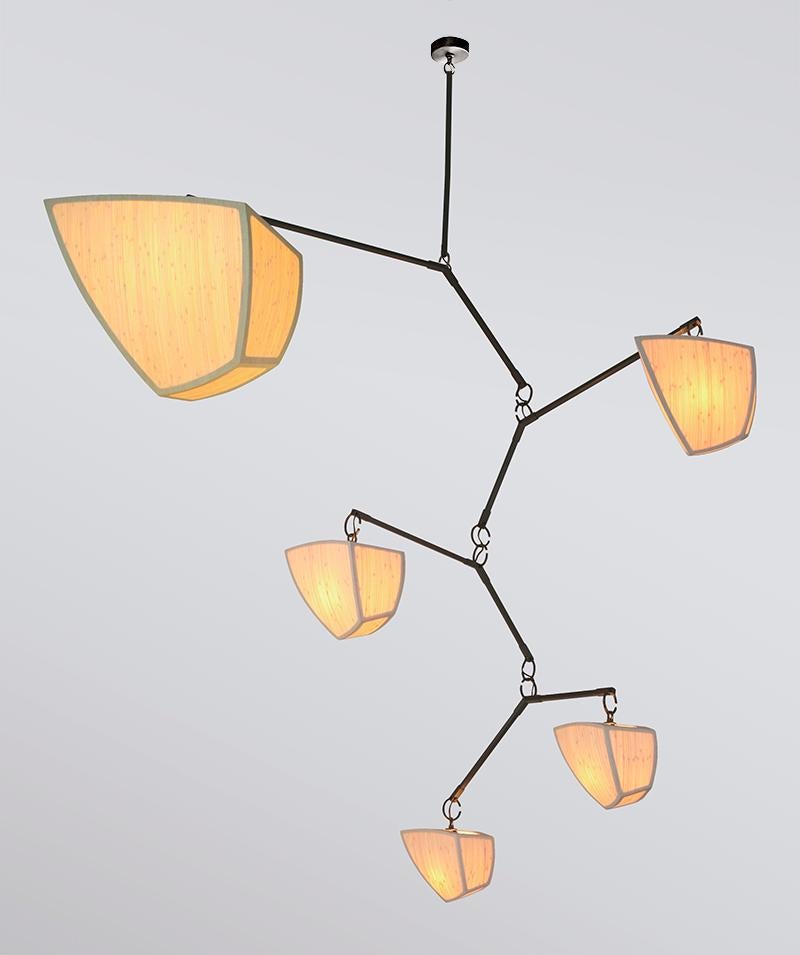 Hand-Crafted Bamboo Ivy 5 V1: ABCDF Mobile Chandelier, handmade by Andrea Claire Studio For Sale