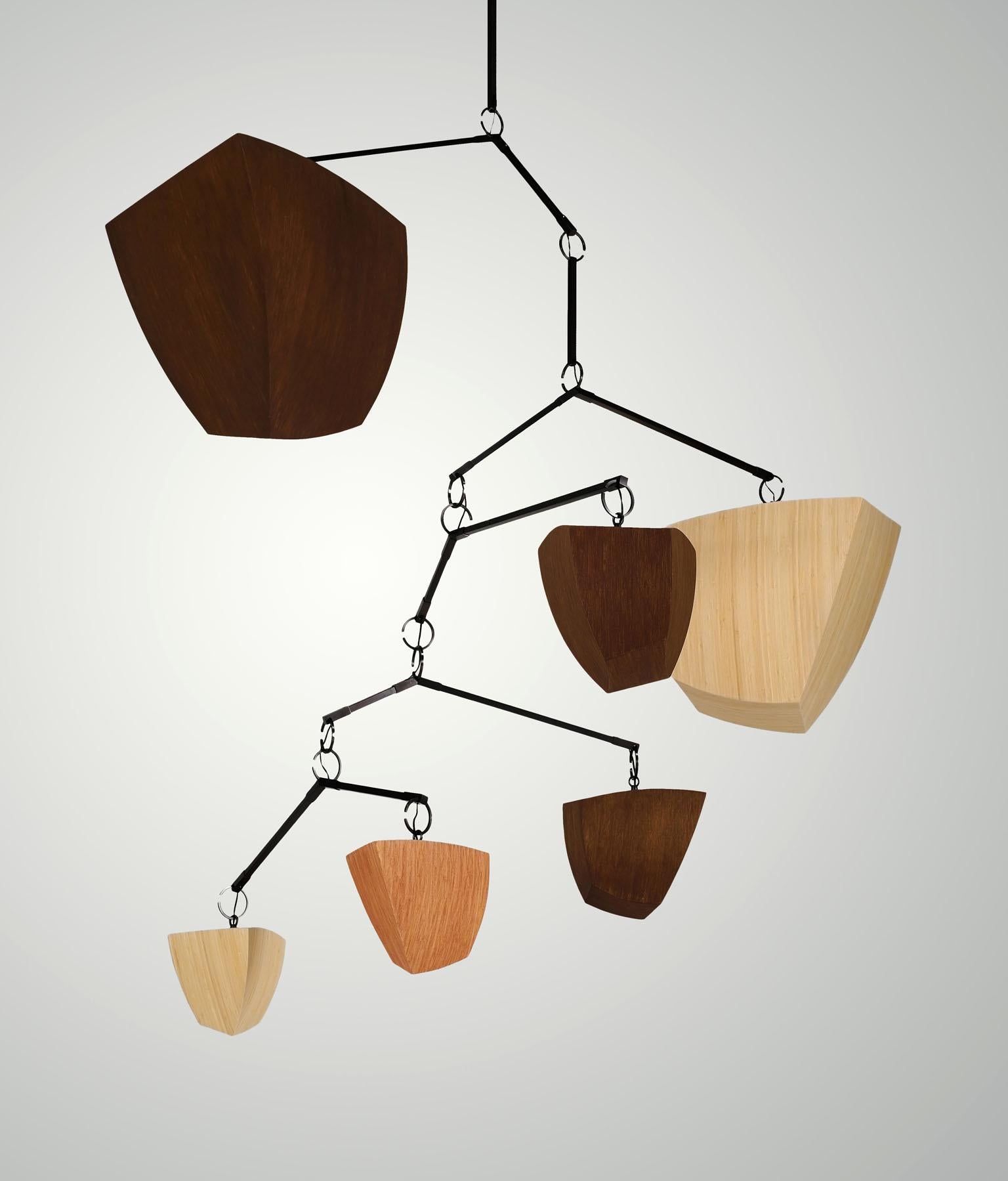 Modern Bamboo Ivy 6: ABCDFG Mobile Chandelier, handmade by Andrea Claire Studio For Sale