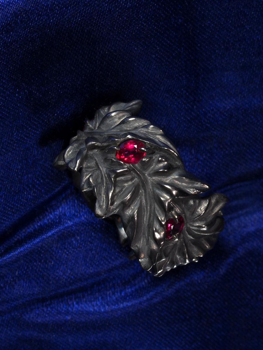 Ivy Ruby ring black silver Large statement natural Burma rubies 7