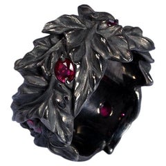 Ivy Ruby ring black silver Large statement natural Burma rubies
