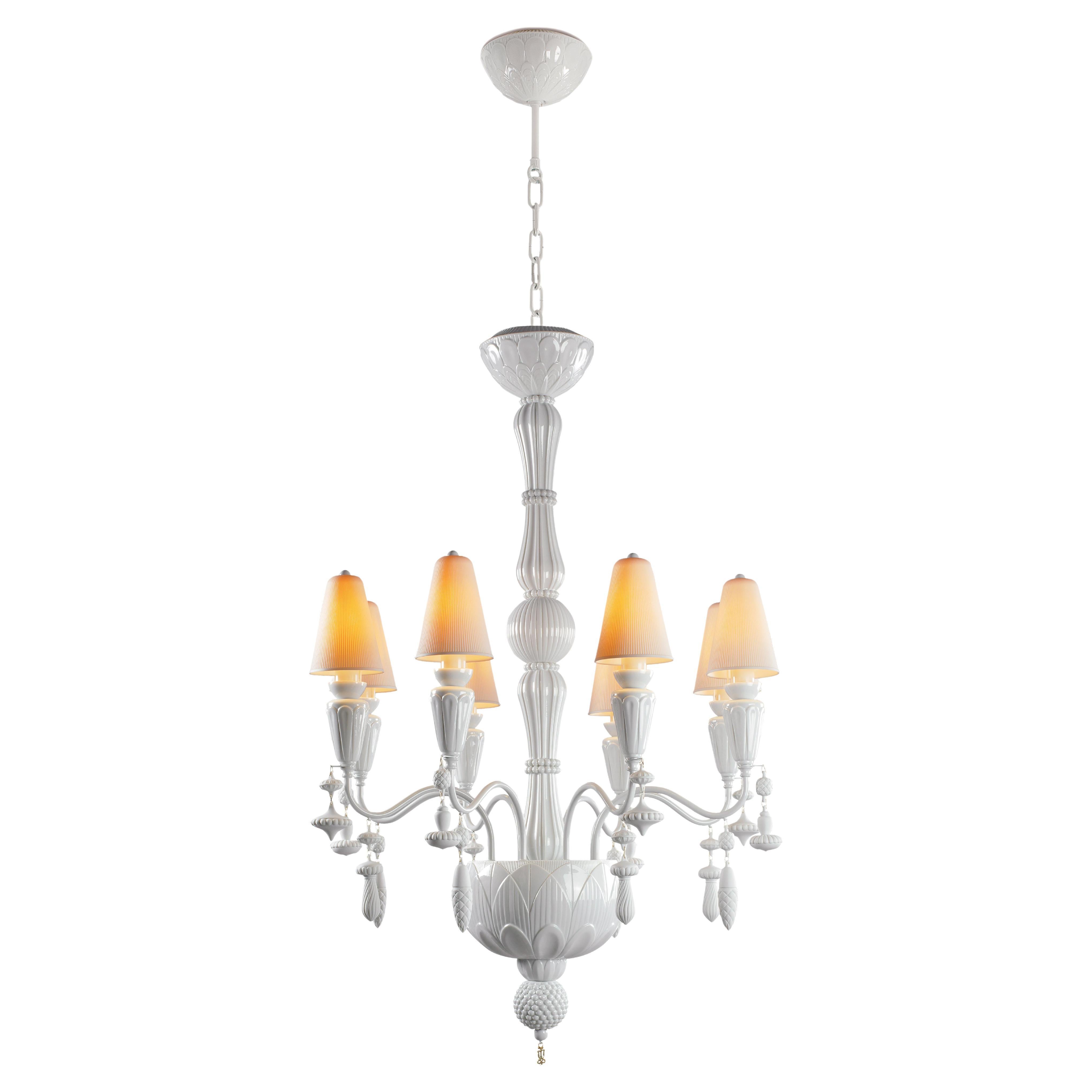 Ivy and Seed 8 Lights Chandelier. White (US) For Sale