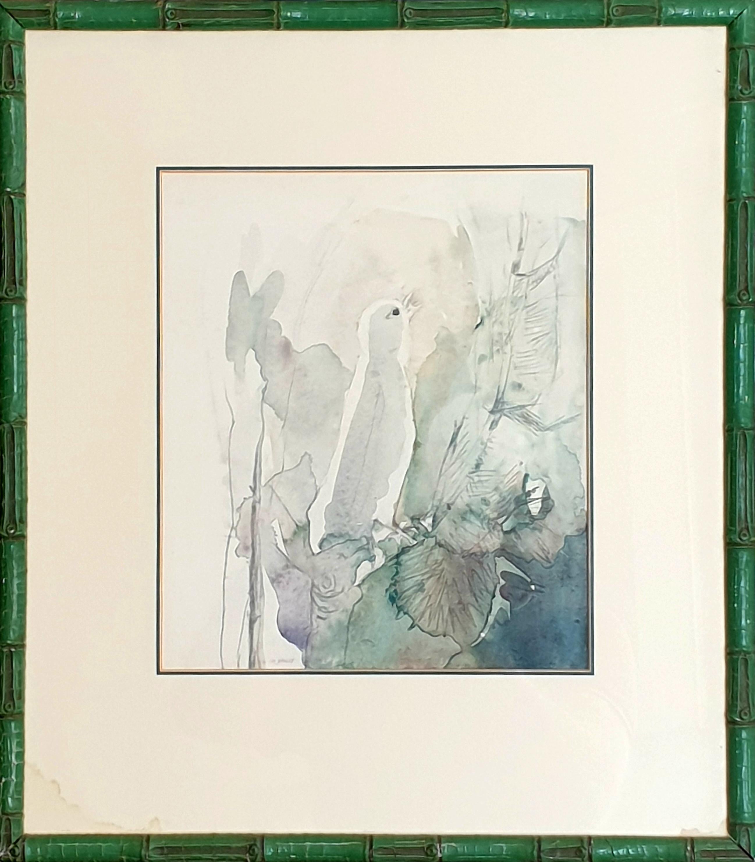 Acquerello su carta di metà secolo raffigurante un uccello canoro. 'Canzoniere effimero' - Painting Impressionismo di Ivy Bailey