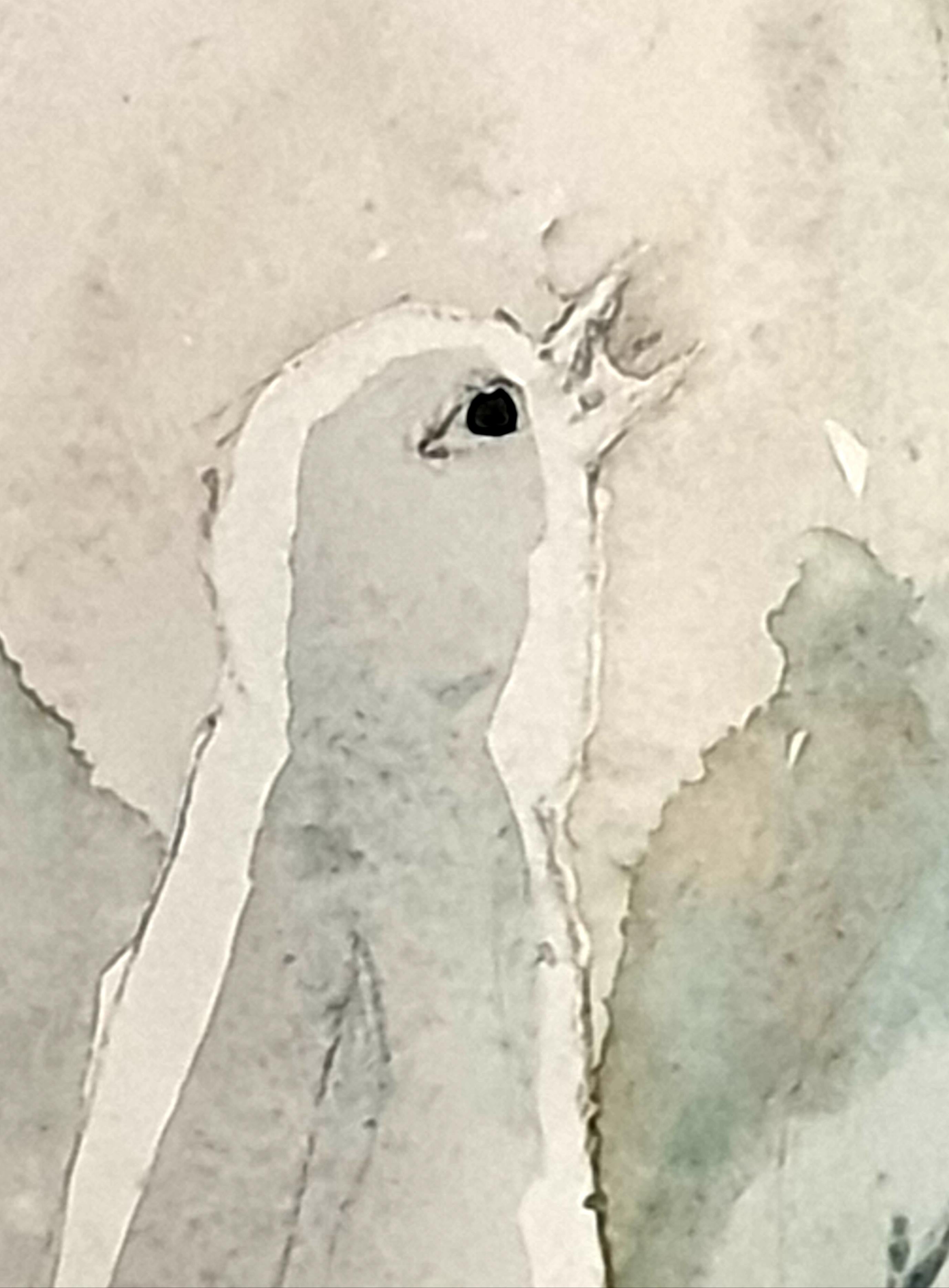 Acquerello su carta di metà secolo raffigurante un uccello canoro. 'Canzoniere effimero' in vendita 3
