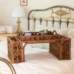 Efeu-Frühstückstablett, handgefertigtes Rattan, British Colonial Stil, UK