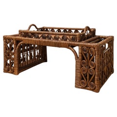 Efeu-Frühstückstablett, handgefertigtes Rattan, British Colonial Stil, UK
