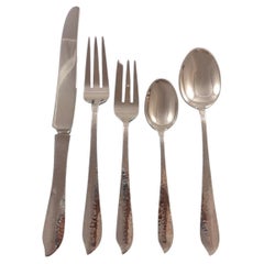 Ivy by Old Newbury Crafters Sterling Silver Dinner Flatware Set Hammered 43 Pcs