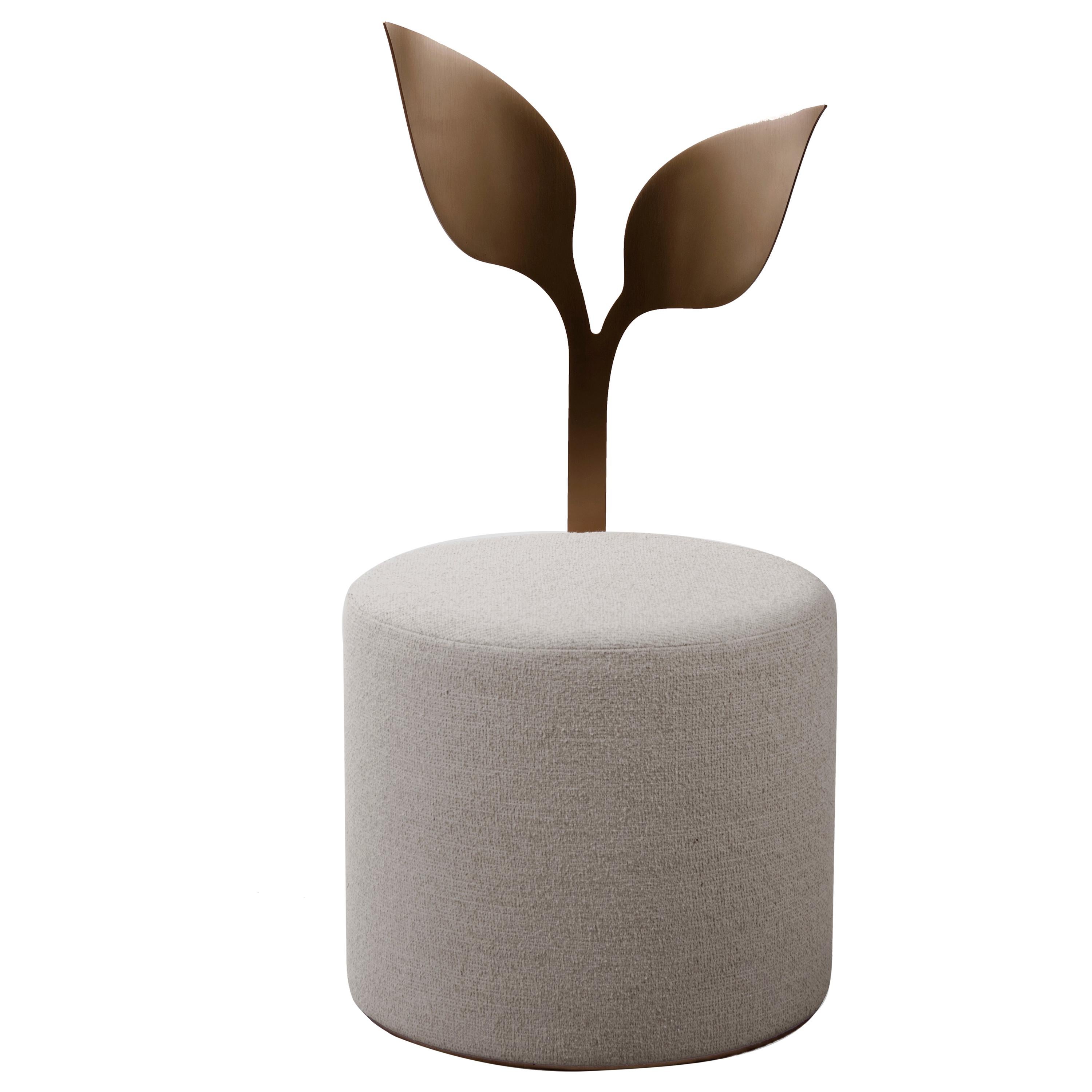 IVY Contemporary Pouf in Metal and Fabric For Sale