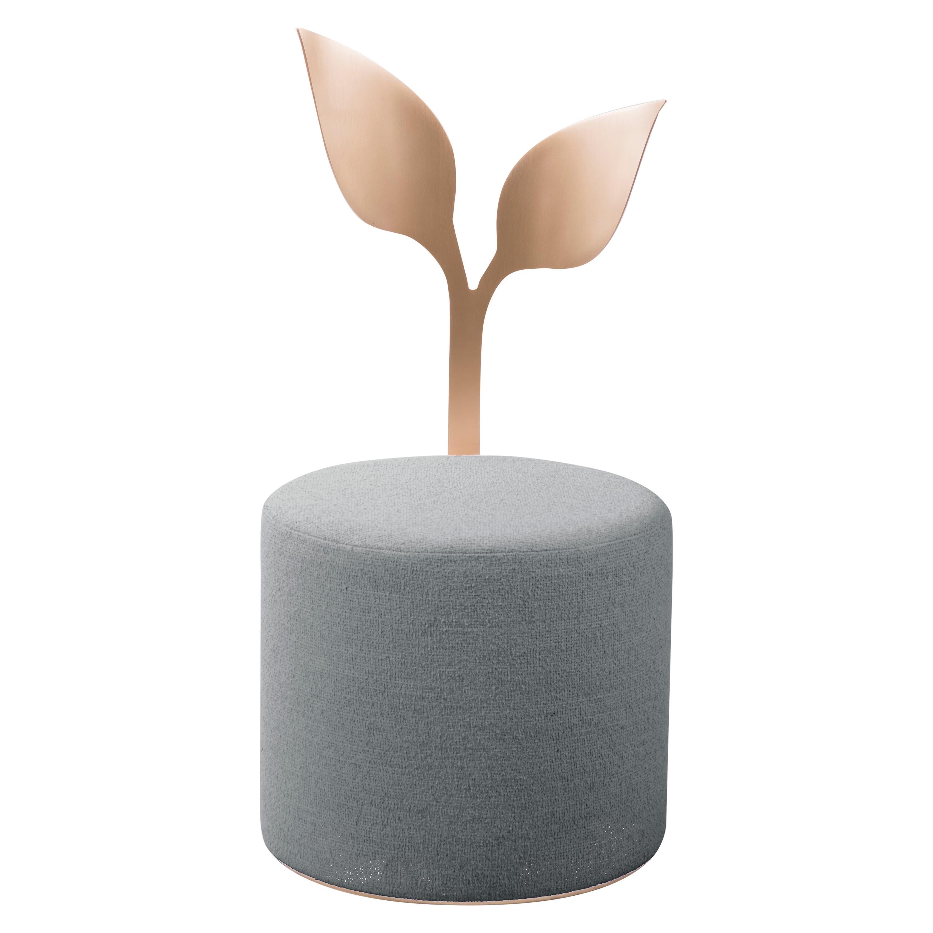 Pouf contemporain Ivy en métal et tissu