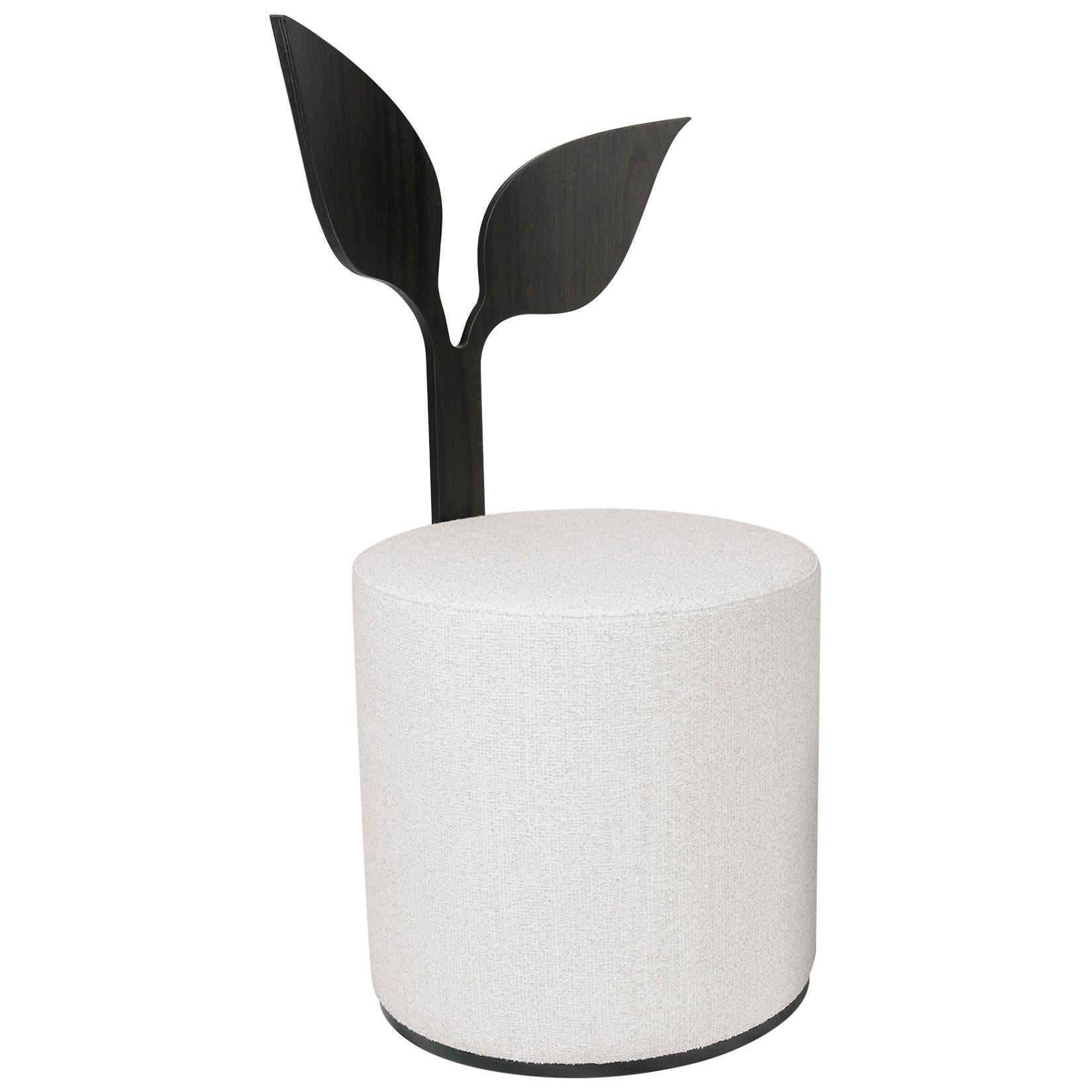 IVY Contemporary Pouf in Wood and Fabric For Sale