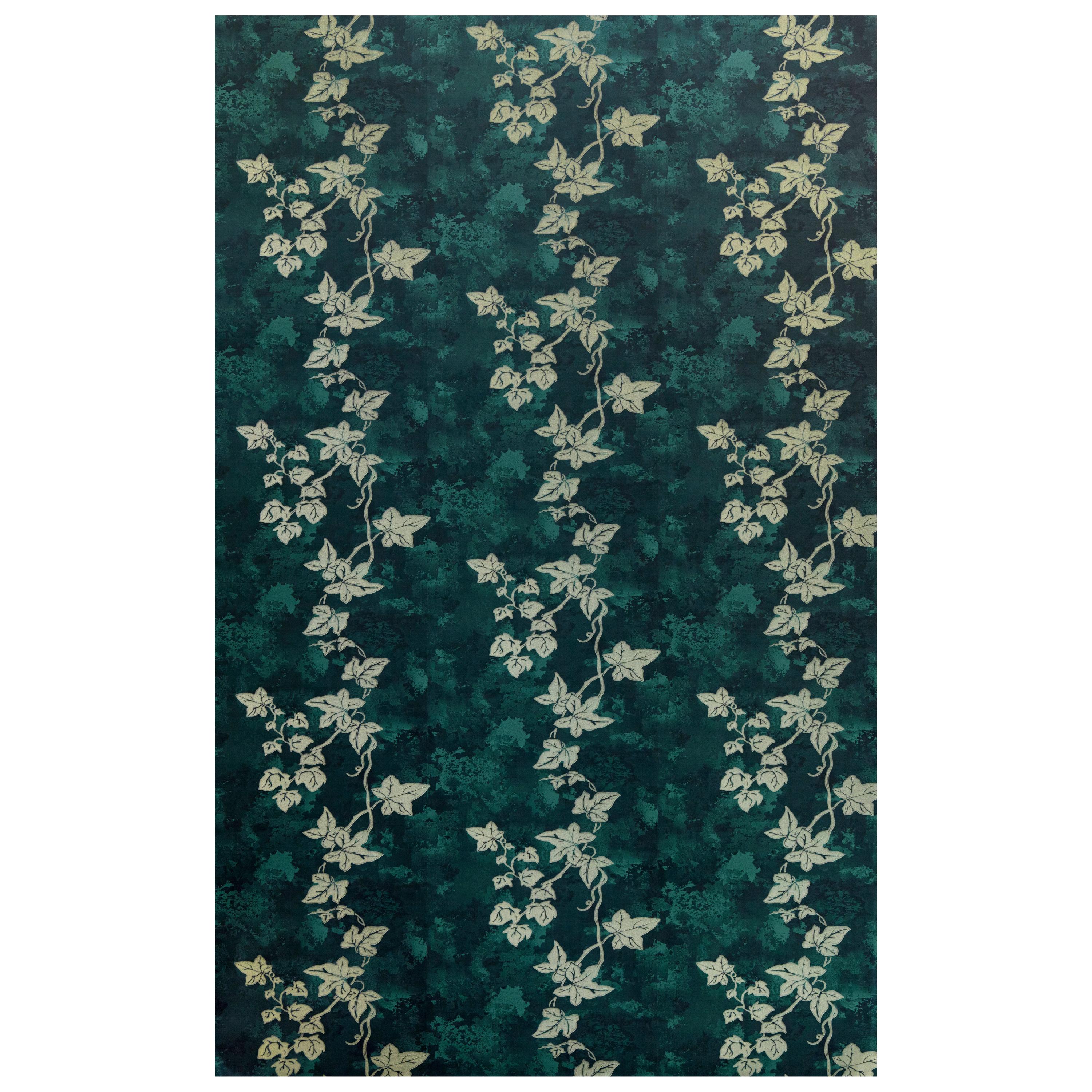 'Ivy' Contemporary, Traditional Wallpaper in Deep Green For Sale