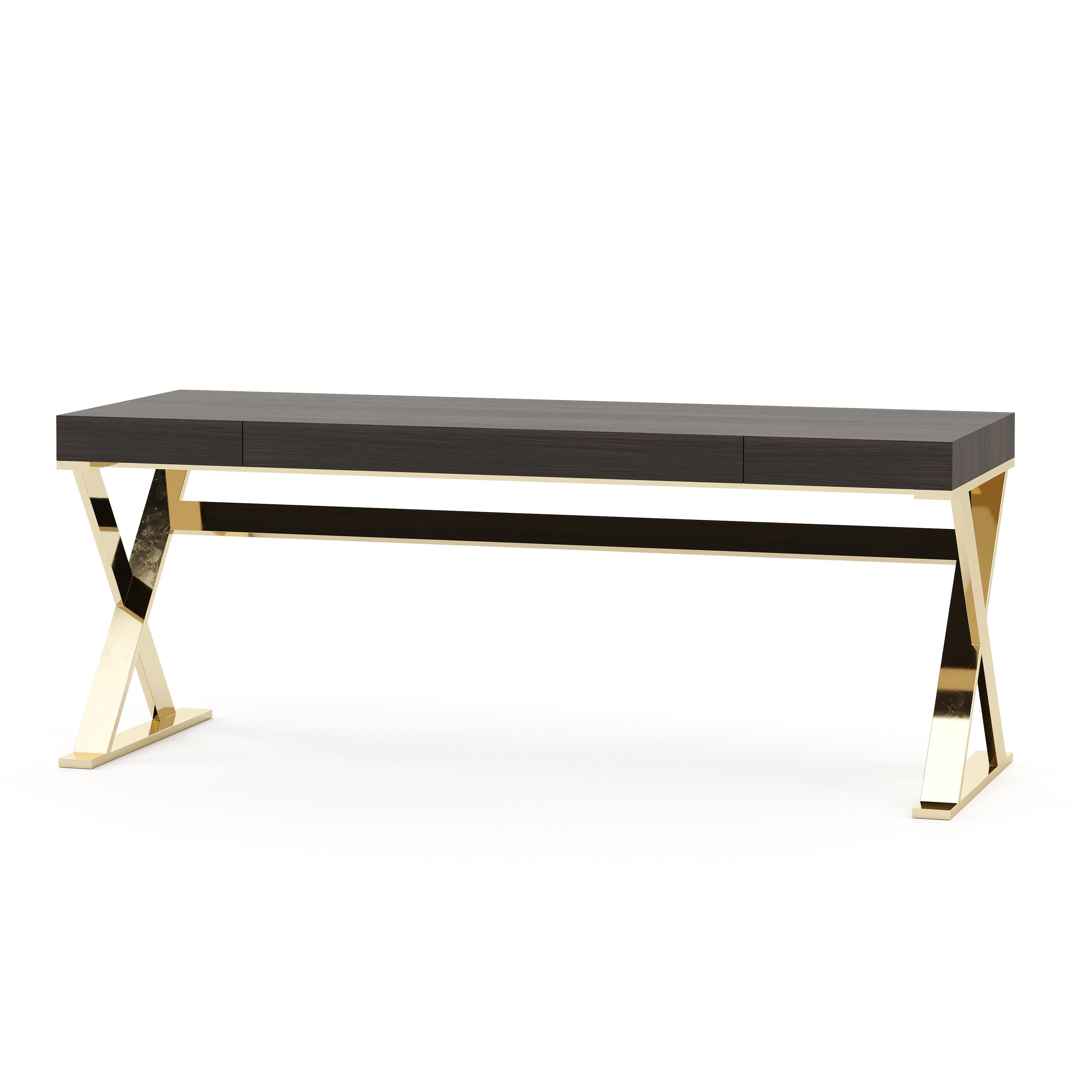 Ivy desk is the perfect piece for your exclusive home office. Crafted from dark wood, this writing desk with crossed metallic feet will boost your creativity.

* Available in different finishes.
** Also available with 62.99