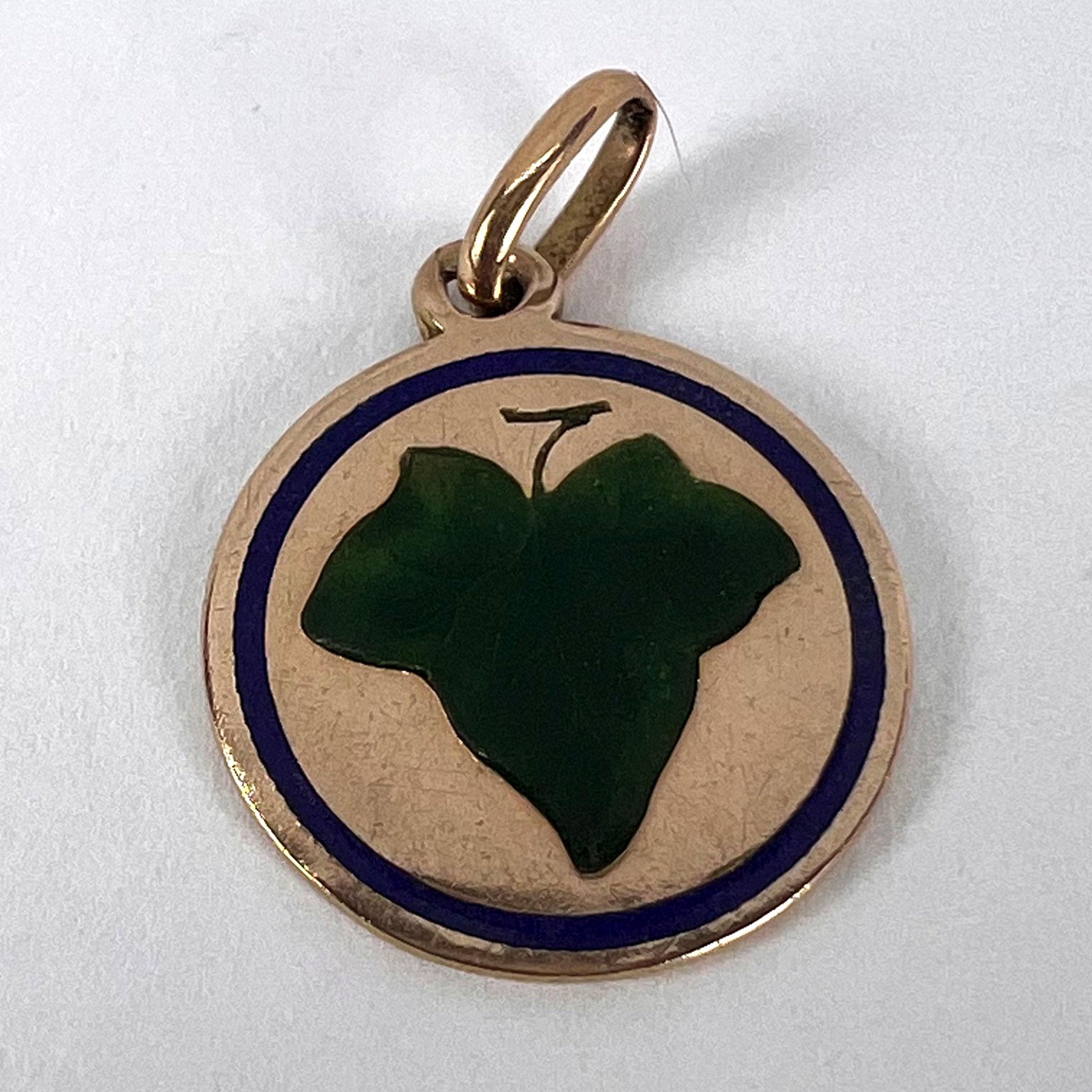 Pendentif en or rose 9 carats avec breloque Love Ivy Leaf en vente 7