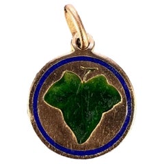 Pendentif en or rose 9 carats avec breloque Love Ivy Leaf