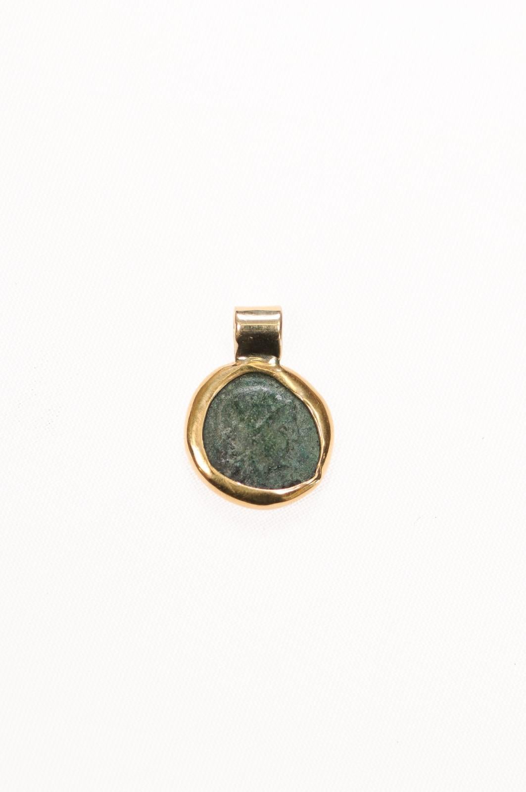 Ivy Leaf Bronze Pendant w 22k gold 5
