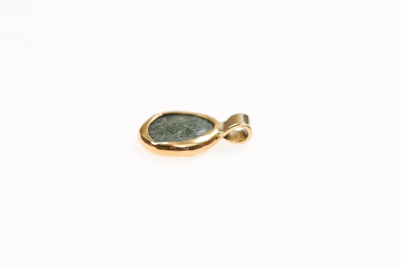 Ivy Leaf Bronze Pendant w 22k gold 7